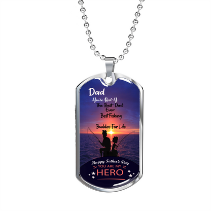 Loyalty Vibes Buddies For Life Dad Dog Tag Necklace Military Chain (Silver) No