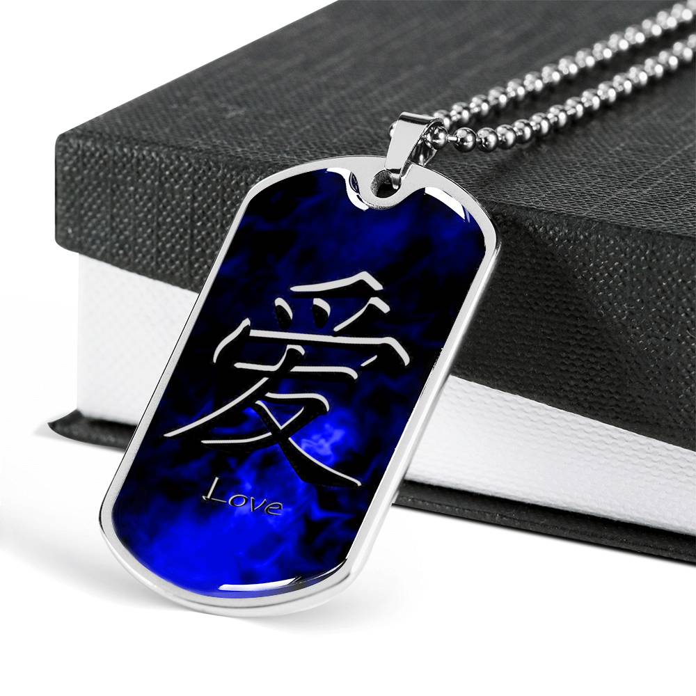 Loyalty Vibes Wicked Blue Love Dog Tag Necklace