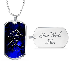 Wicked Blue Love Dog Tag Necklace Military Chain (Silver) Yes - Loyalty Vibes