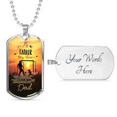 Cherished Dad Dog Tag Necklace - Military Chain (Silver) Yes - Loyalty Vibes