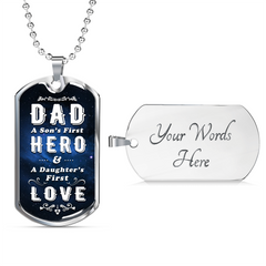 A Dad's First Dog Tag Necklace Military Chain (Silver) Yes - Loyalty Vibes