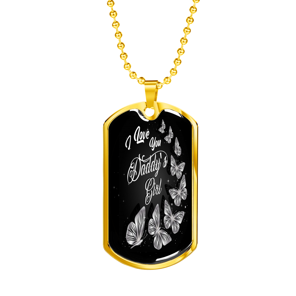 Daddy's Girl Dog Tag Necklace Gold No - Loyalty Vibes