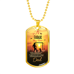 Cherished Dad Dog Tag Necklace Military Chain (Gold) No - Loyalty Vibes