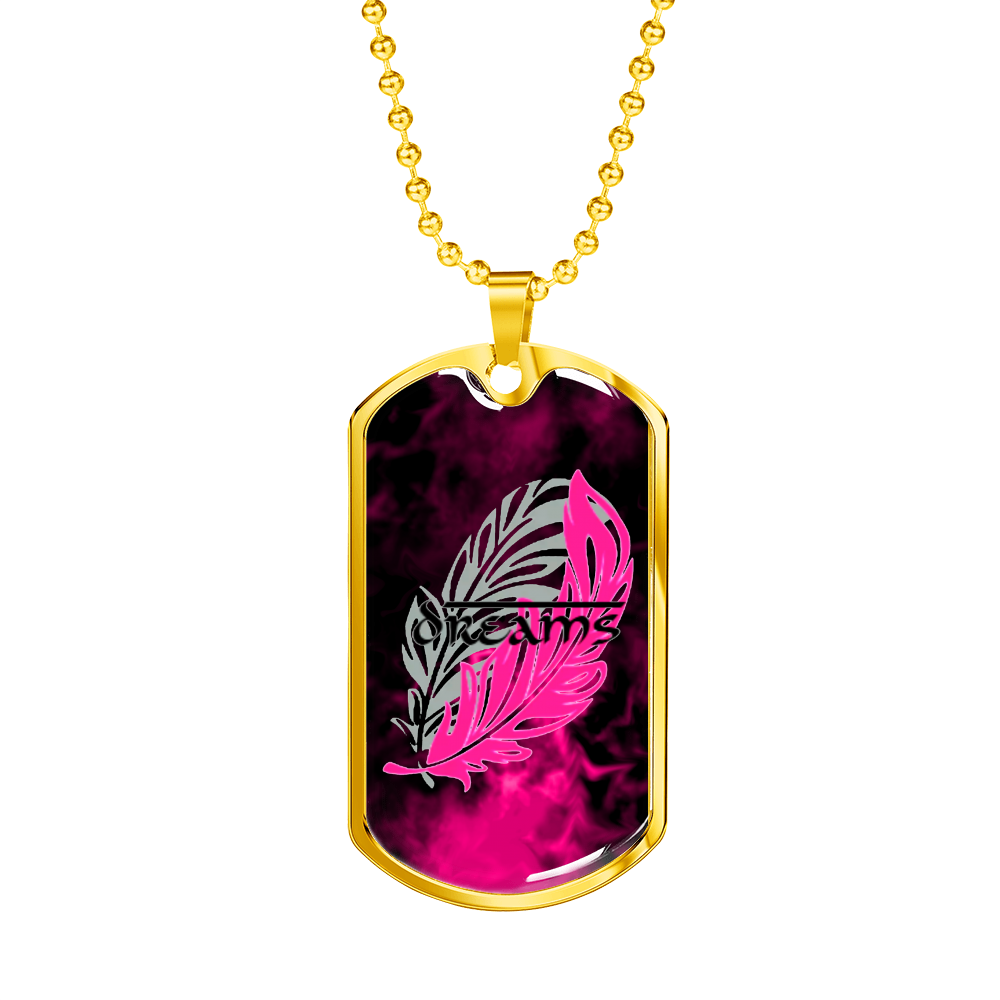 Dreams Of Fire Dog Tag Necklace - Military Chain (Gold) No - Loyalty Vibes