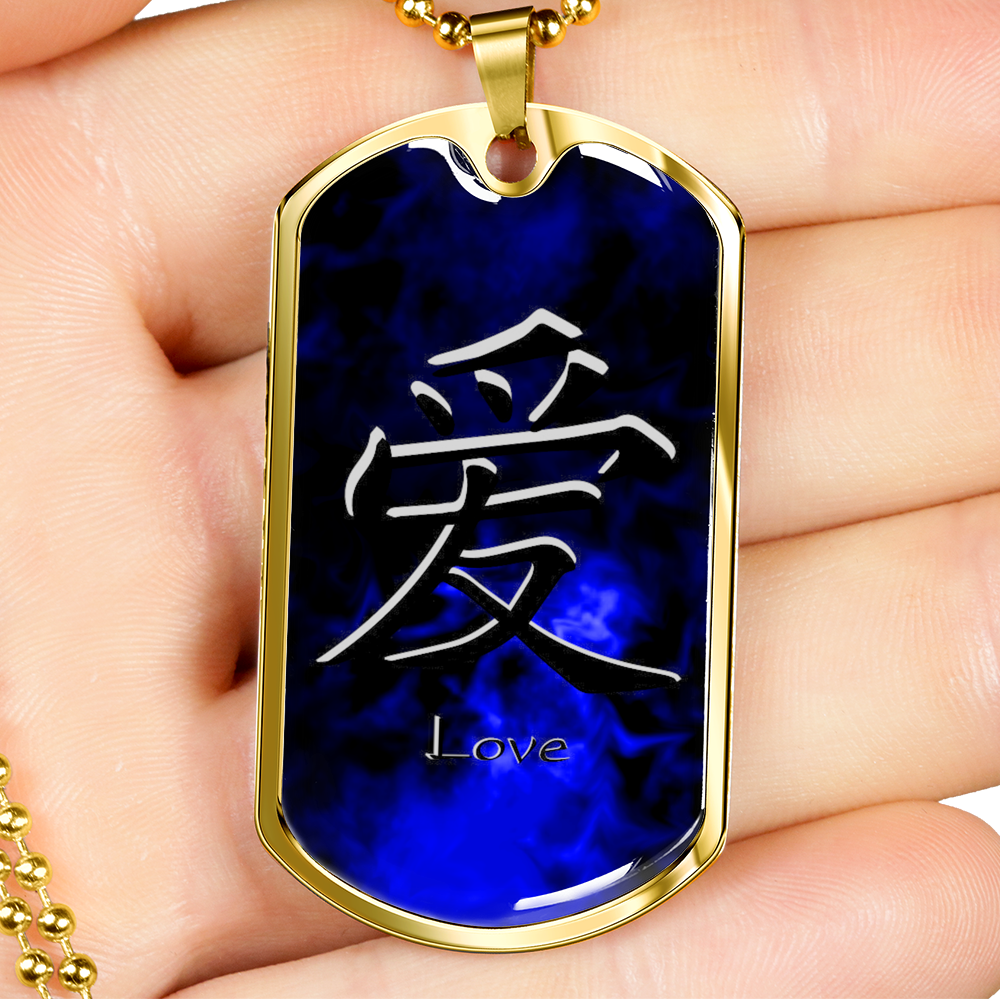 Loyalty Vibes Wicked Blue Love Dog Tag Necklace