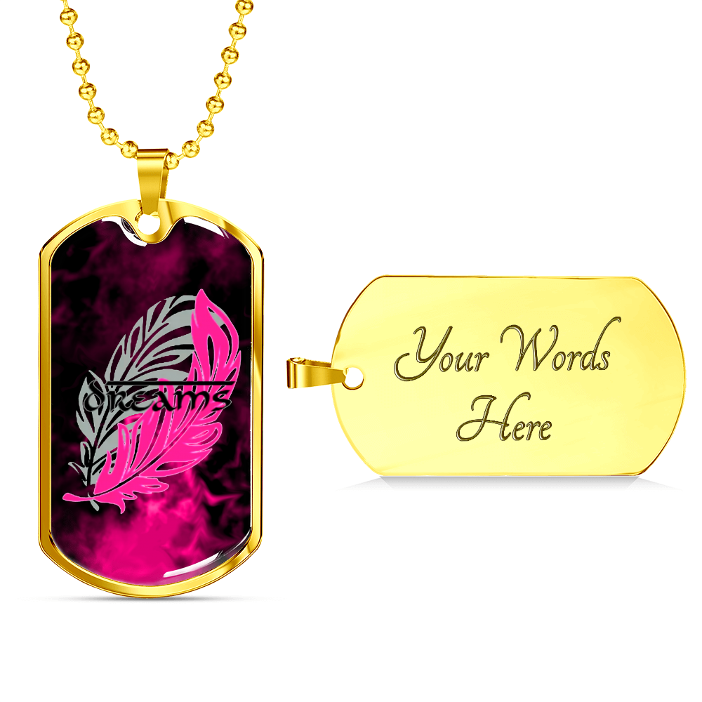 Dreams Of Fire Dog Tag Necklace - Military Chain (Gold) Yes - Loyalty Vibes