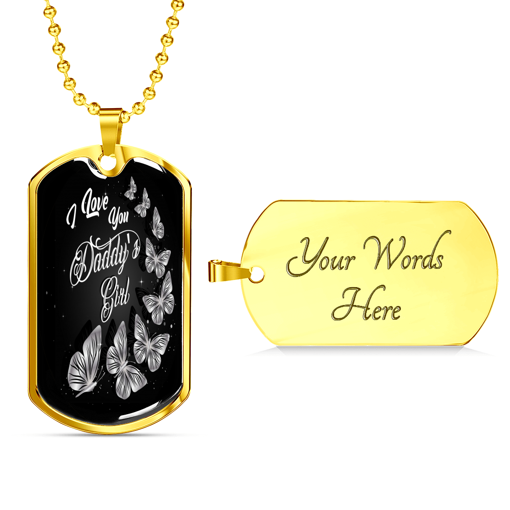 Daddy's Girl Dog Tag Necklace Gold Yes - Loyalty Vibes