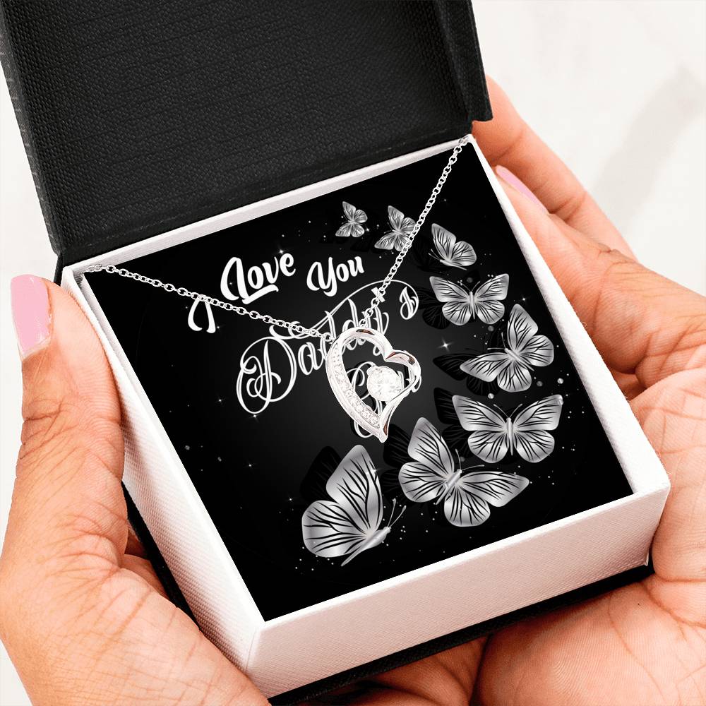 Loyalty Vibes Daddy's Girl Heart Necklace 14k White Gold Finish