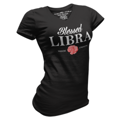 Blessed Libra V-Neck Tee Black - Loyalty Vibes