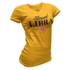 Blessed Libra V-Neck Tee Gold - Loyalty Vibes