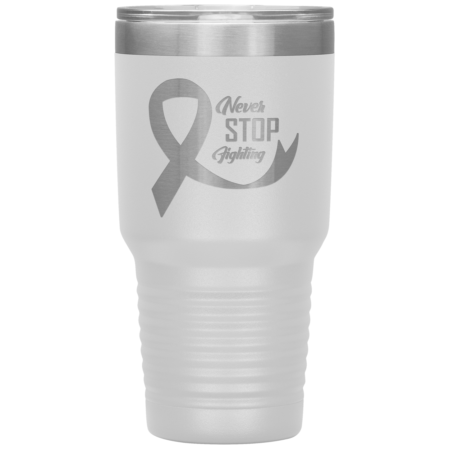 Never Stop Fighting Tumbler White