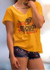 Cabrones V-Neck Tee Gold - Loyalty Vibes