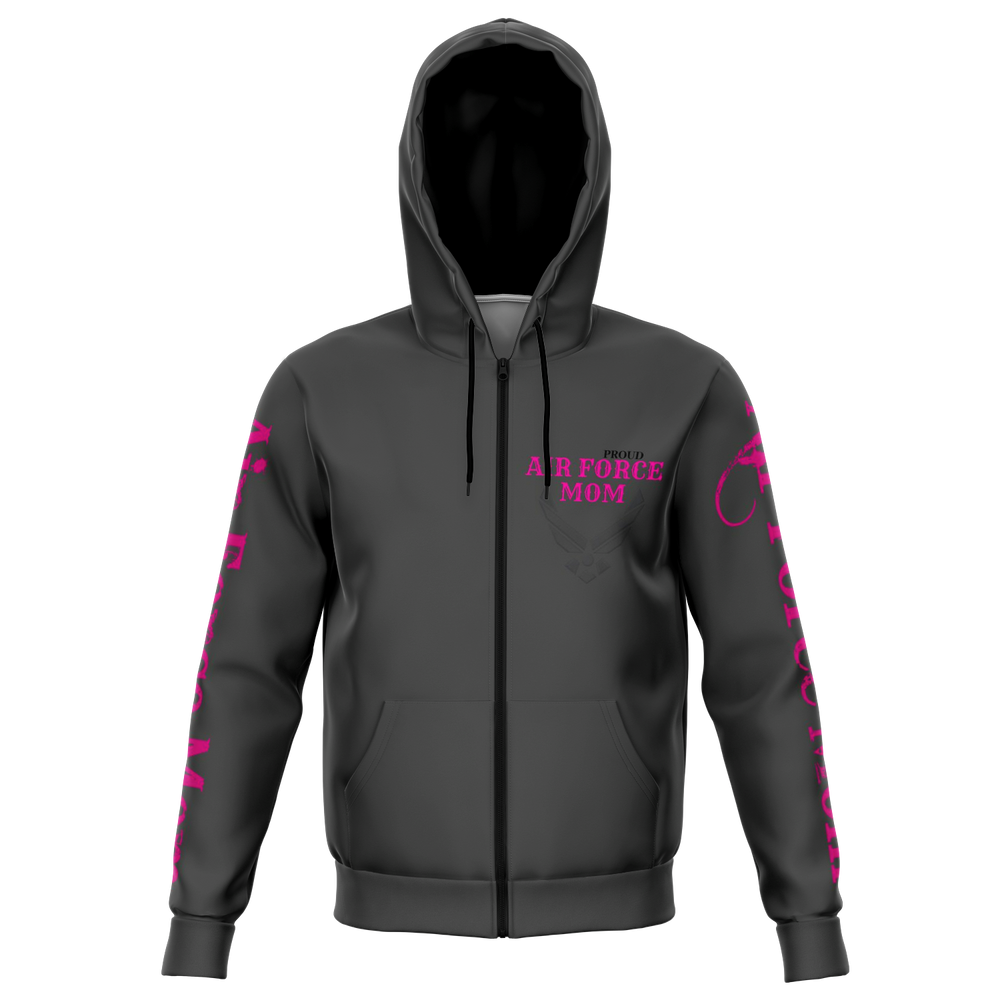 Air Force Mom Zip Up Hoodie Black - Loyalty Vibes