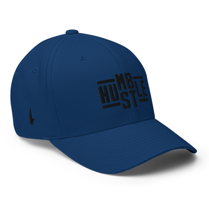 Loyalty Vibes Classic Humble Hustle Fitted Hat Blue Black Fitted Loyalty Vibes