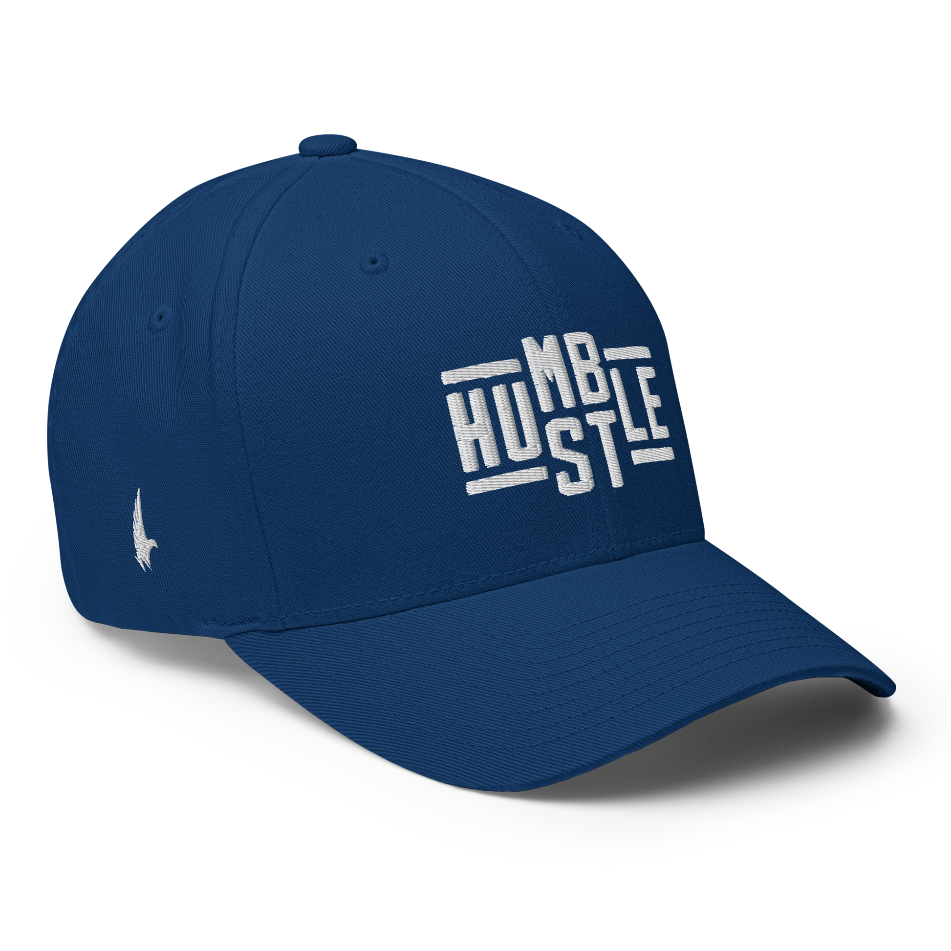 Loyalty Vibes Classic Humble Hustle Fitted Hat Blue White Fitted Loyalty Vibes
