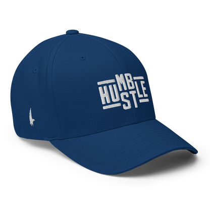 Loyalty Vibes Classic Humble Hustle Fitted Hat Blue White Fitted Loyalty Vibes