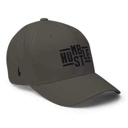 Classic Humble Hustle Fitted Hat Charcoal Gray Black Fitted Loyalty Vibes