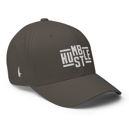 Loyalty Vibes Classic Humble Hustle Fitted Hat Charcoal Gray White Fitted Loyalty Vibes