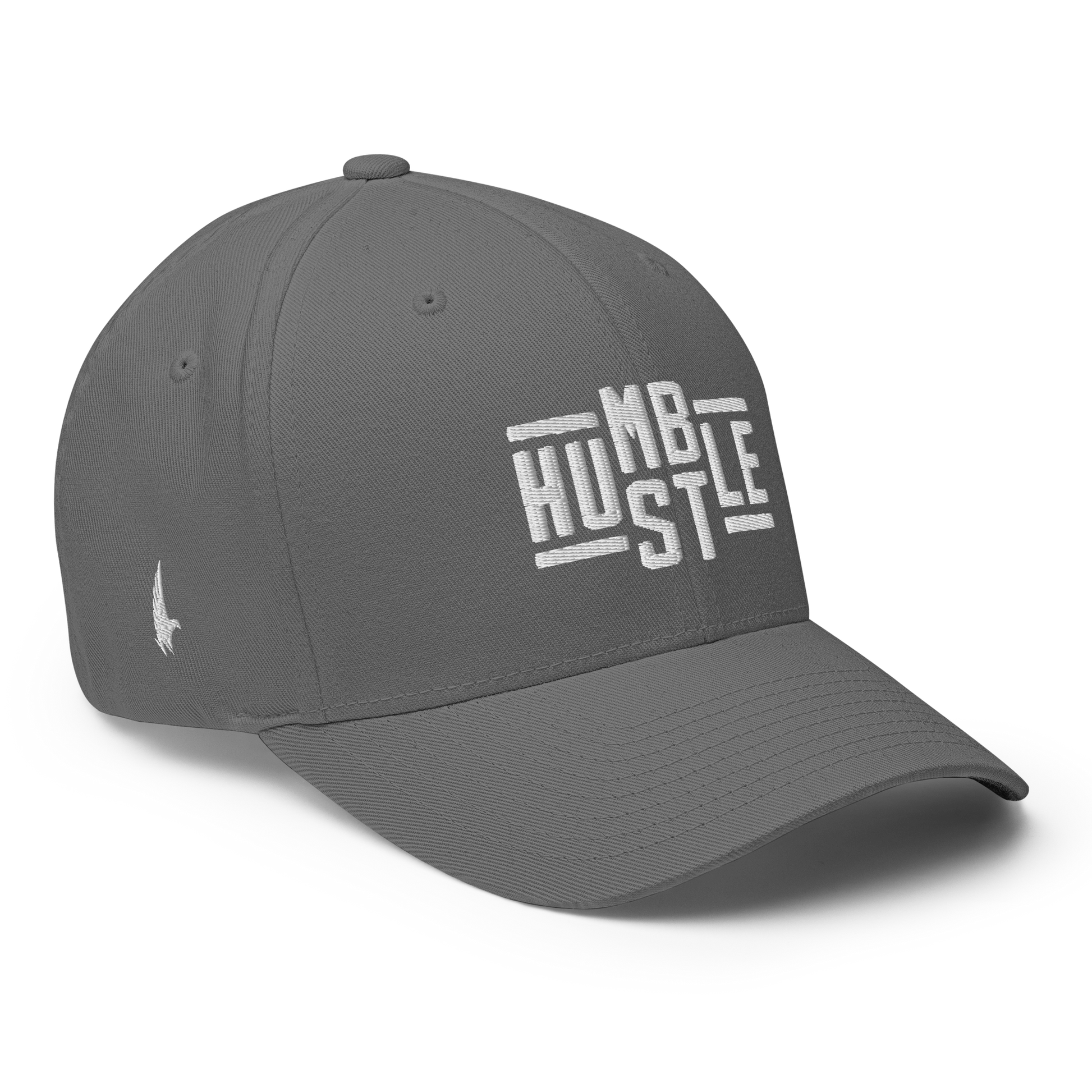 Loyalty Vibes Classic Humble Hustle Fitted Hat Gray White Fitted Loyalty Vibes