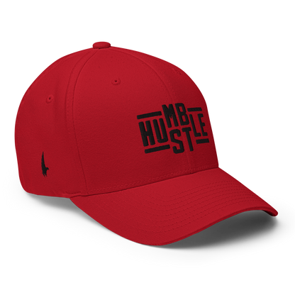 Loyalty Vibes Classic Humble Hustle Fitted Hat Red Black Fitted Loyalty Vibes