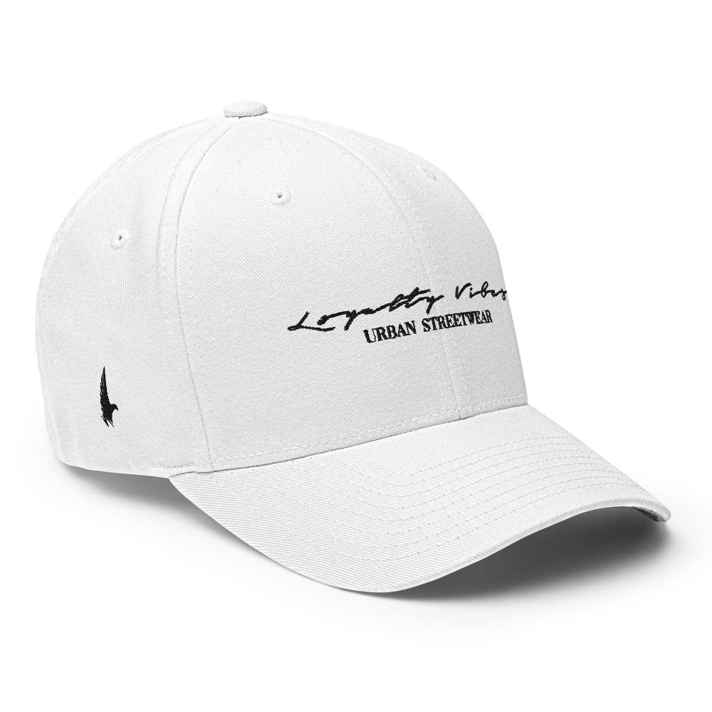Classic Logo Fitted Hat White - Loyalty Vibes