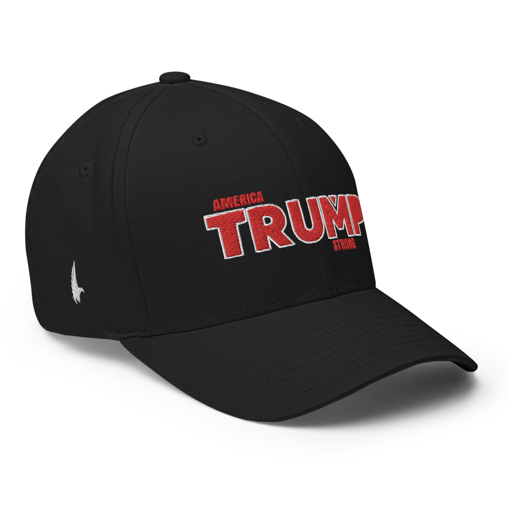 America Strong Trump Flexfit Hat Black / Red Fitted - Loyalty Vibes