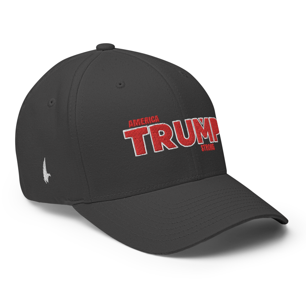 America Strong Trump Flexfit Hat - Charcoal Grey / Red Fitted - Loyalty Vibes