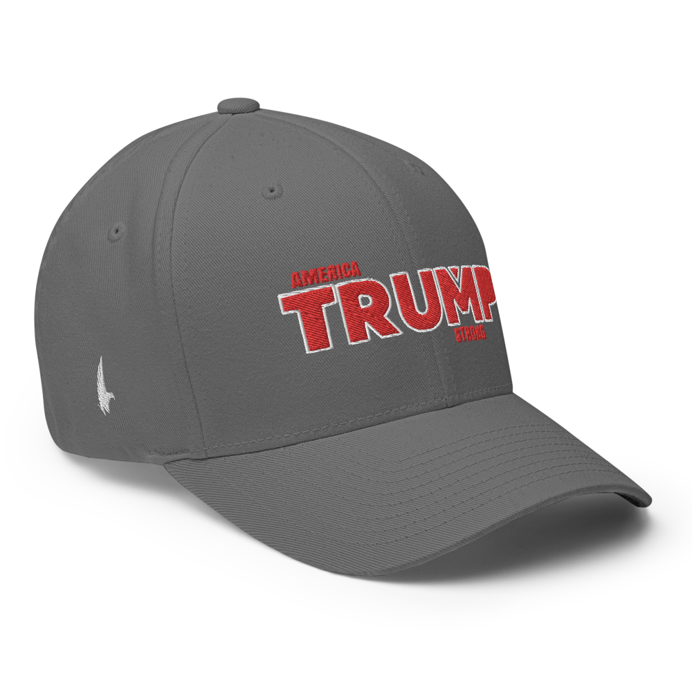 America Strong Trump Flexfit Hat - Grey / Red Fitted - Loyalty Vibes