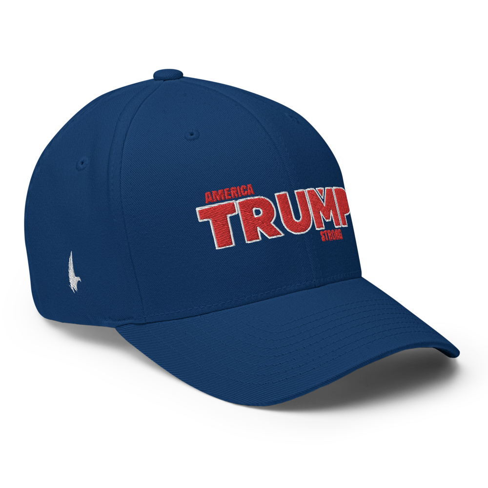 America Strong Trump Flexfit Hat - Blue / Red Fitted - Loyalty Vibes