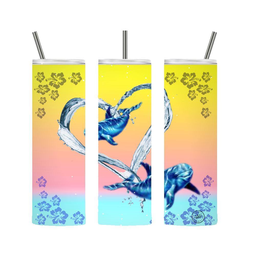 Ocean Vibes Dolphin Tumbler Multi 20 oz. - Loyalty Vibes