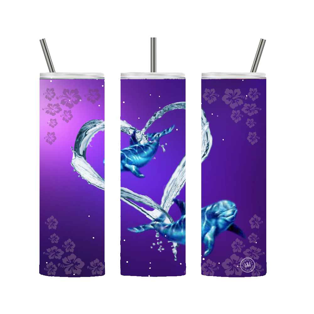 Ocean Vibes Dolphin Tumbler - Purple 20 oz. - Loyalty Vibes