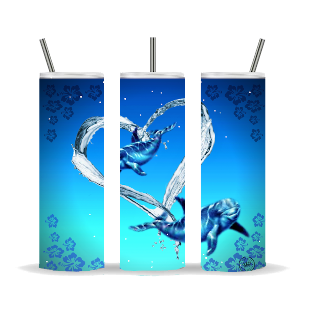 Ocean Vibes Dolphin Tumbler Blue 20 oz. - Loyalty Vibes