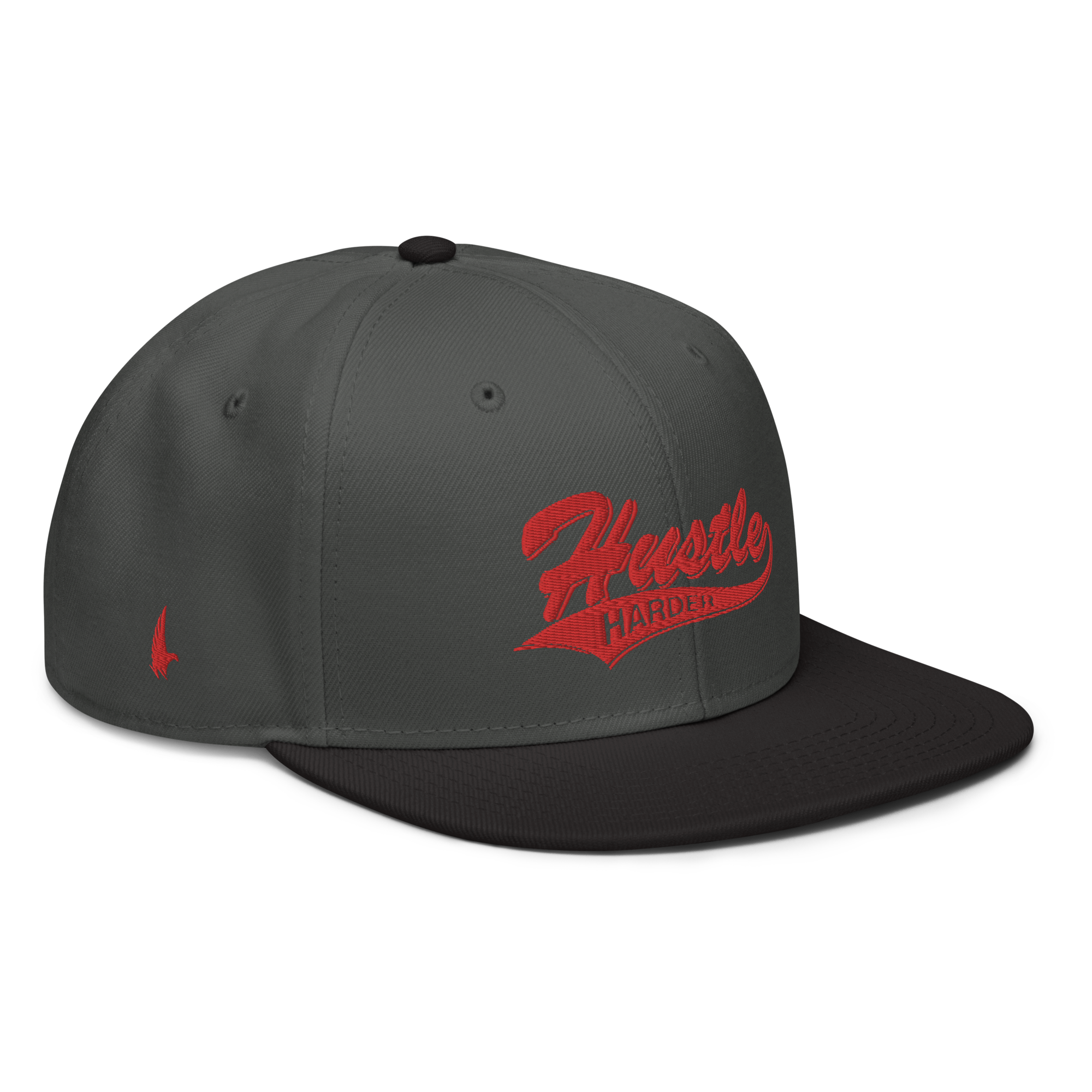 Hustle Harder Snapback Hat - Charcoal Gray / Red OS - Loyalty Vibes