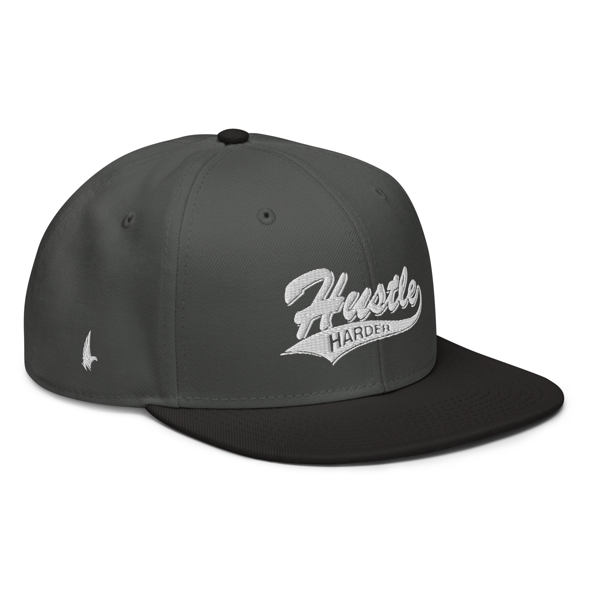 Hustle Harder Snapback Hat - Charcoal Gray / White OS - Loyalty Vibes