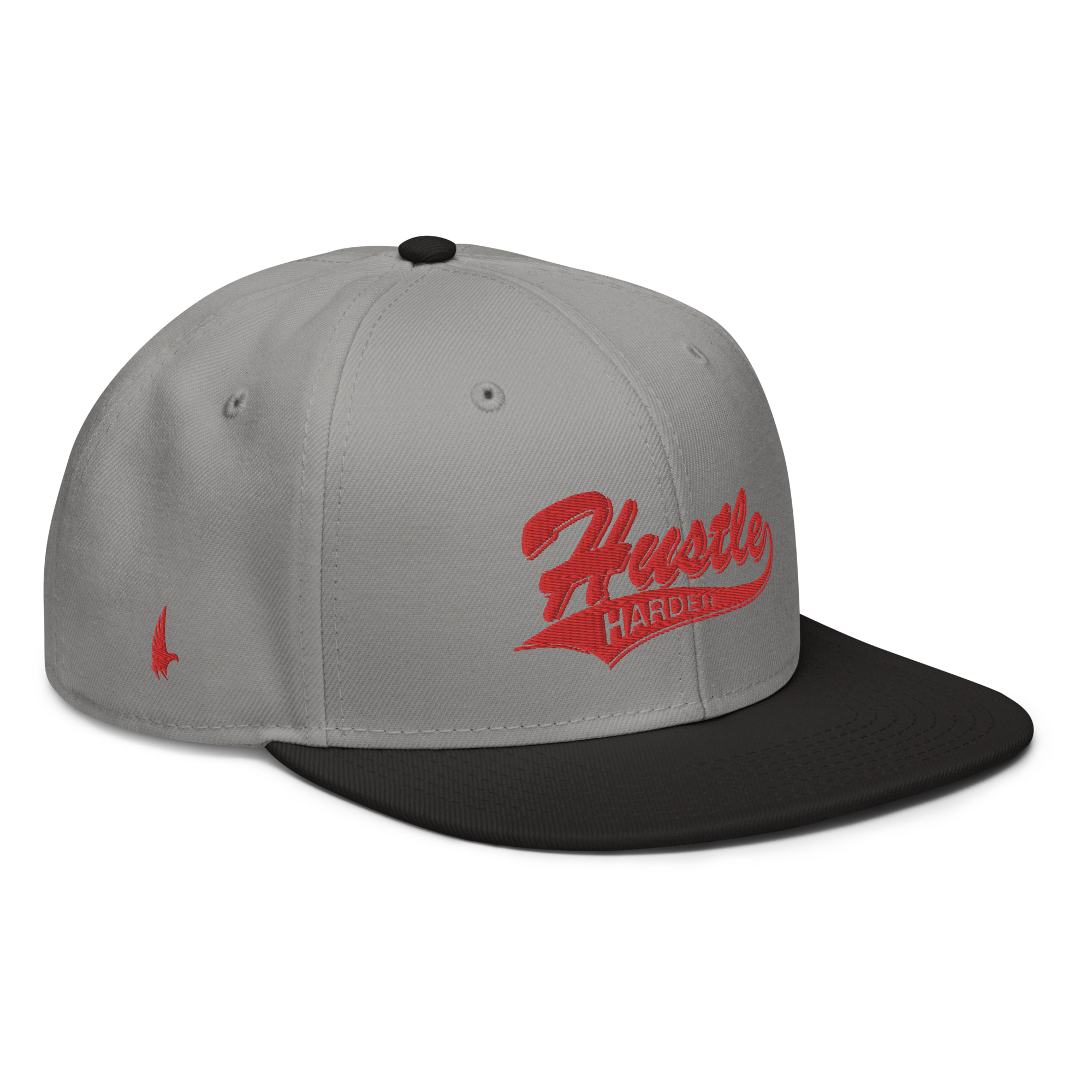 Hustle Harder Snapback Hat - Gray / Red OS - Loyalty Vibes