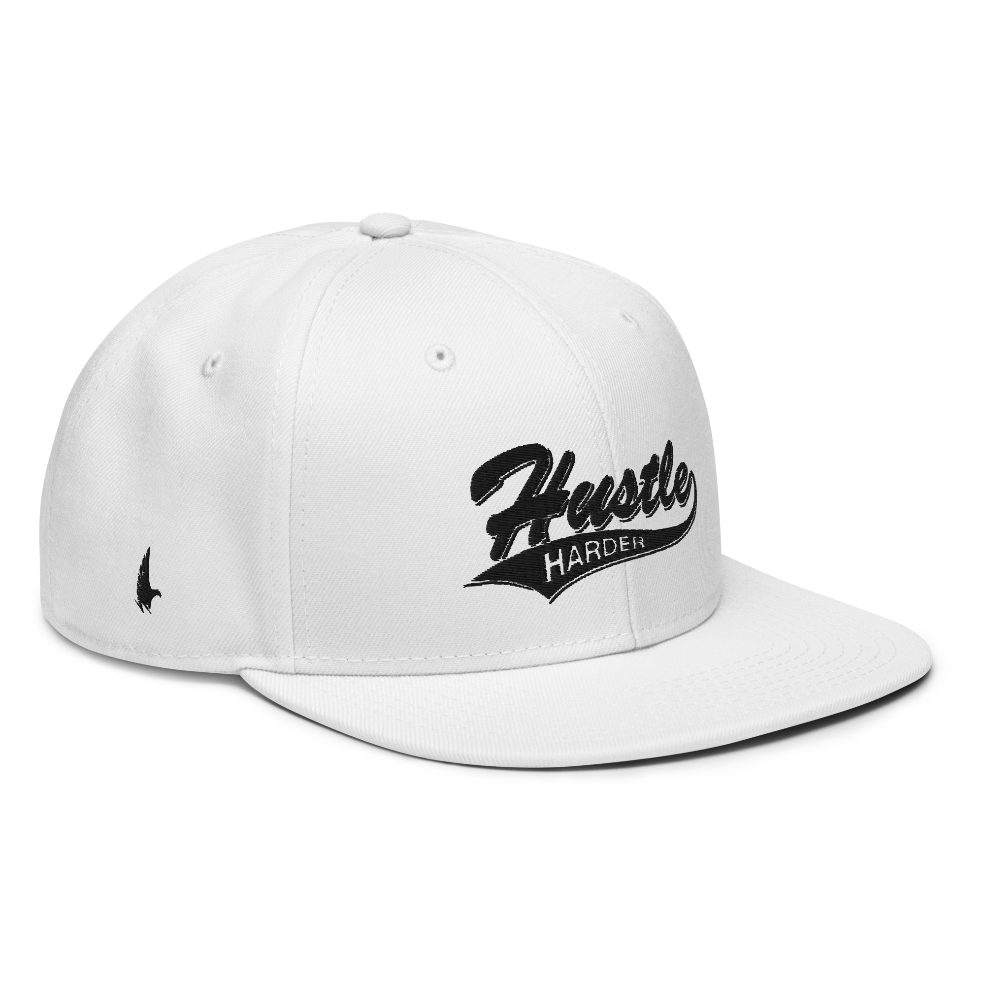 Hustle Harder Snapback Hat - White / Black OS - Loyalty Vibes