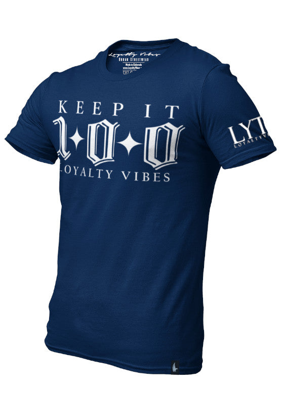 Loyalty Vibes Loyalty Vibes Keep It 100 T-Shirt Navy Blue