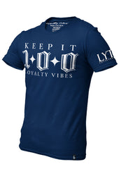 Keep It 100 T-Shirt Navy Blue Men's - Loyalty Vibes
