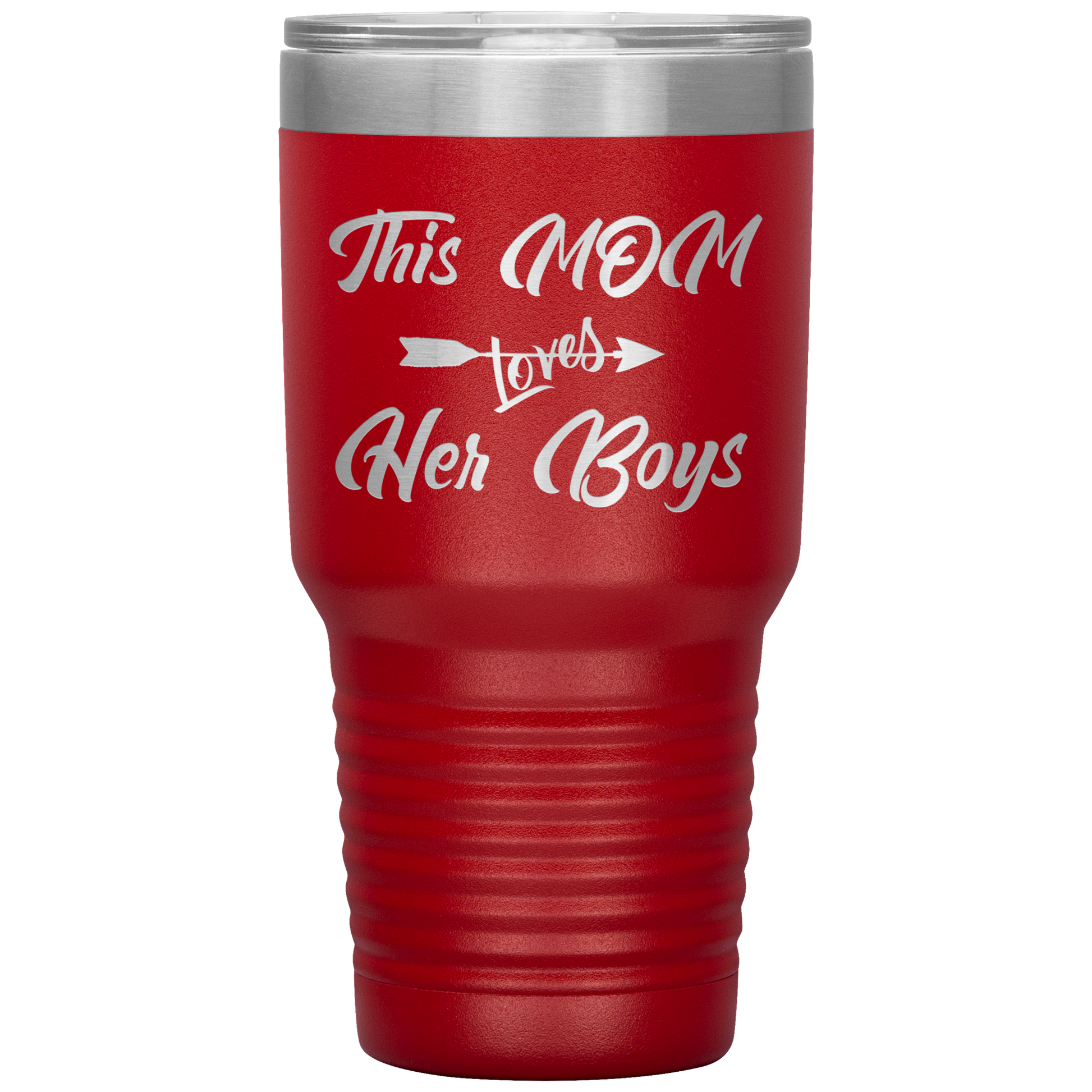 This Mom Loves Her Boys Tumbler Red