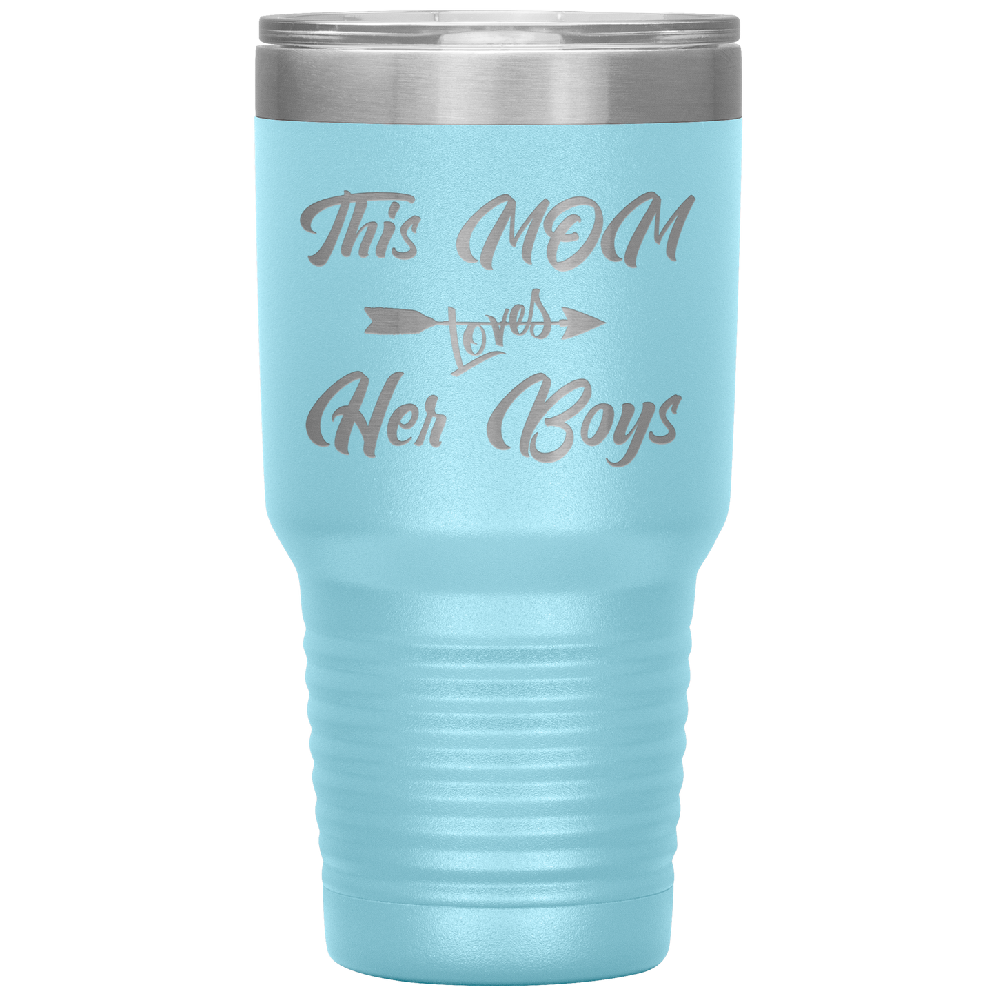 This Mom Loves Her Boys Tumbler Light Blue