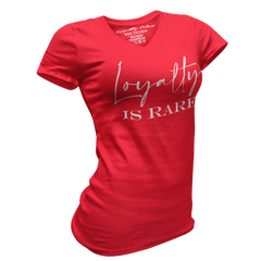 Loyalty Is Rare V-Neck Tee Red - Loyalty Vibes