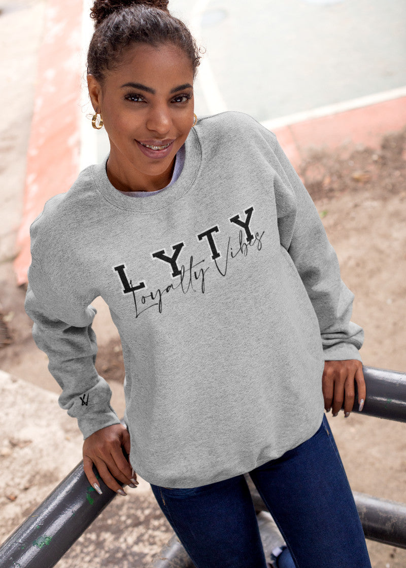 LYTY Logo Crewneck Sweatshirt Heather Grey - Loyalty Vibes