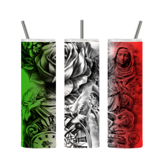 Mexican Prayers Tumbler 20 oz. Mexican Flag Stainless Steel - Loyalty Vibes