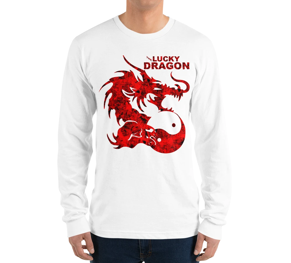 Lucky Dragon Long Sleeve Shirt White - Loyalty Vibes