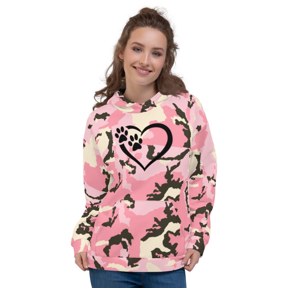 Paws In My Heart Pink Camo Hoodie Pink Camo - Loyalty Vibes