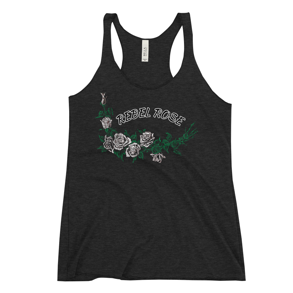 Women's Rebel Rose Tank Top Heather Black - Loyalty Vibes