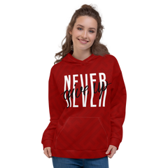 Never Give Up Hoodie Red - Loyalty Vibes