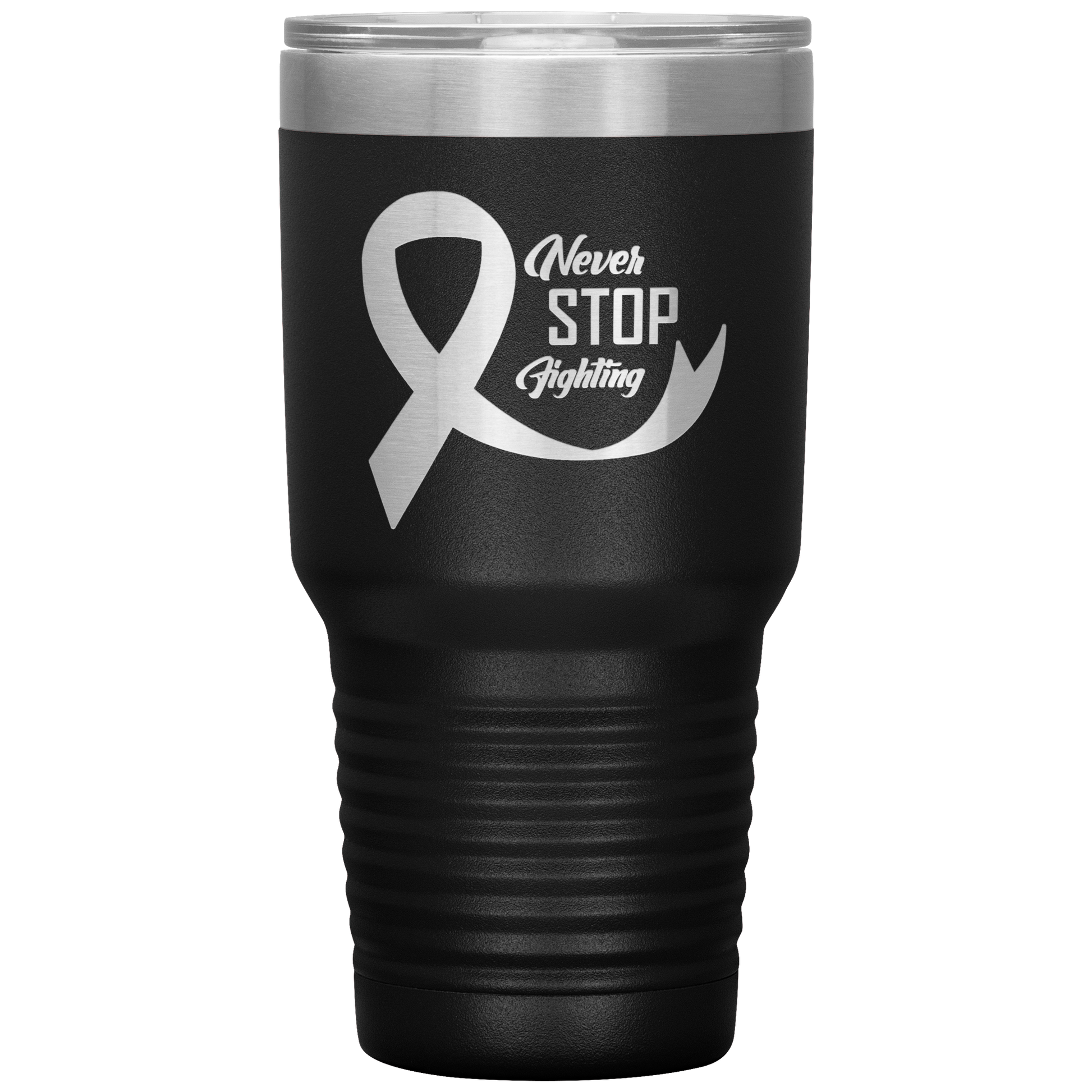 Never Stop Fighting Tumbler Black