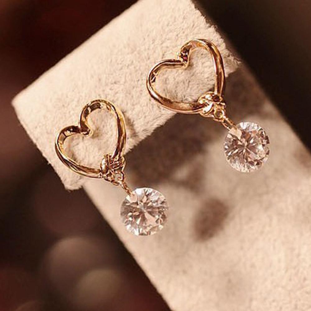 Crystal Heart Earrings - Default Title - Loyalty Vibes