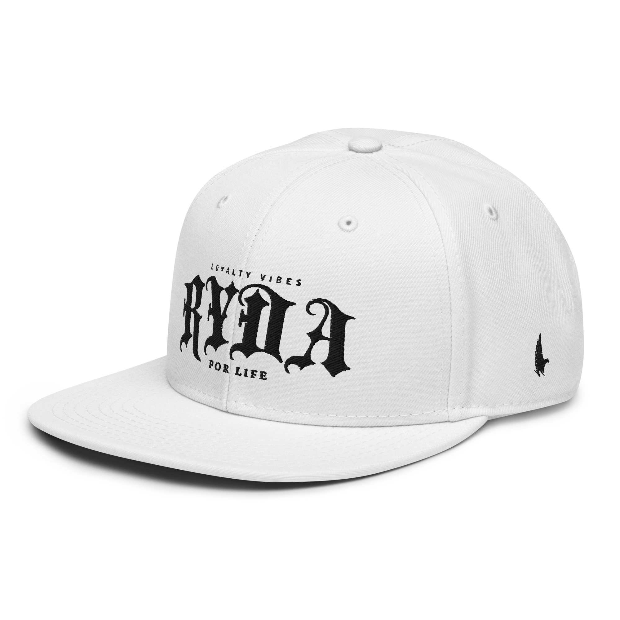 Ryda For Life Snapback Hat - White/Black - Loyalty Vibes